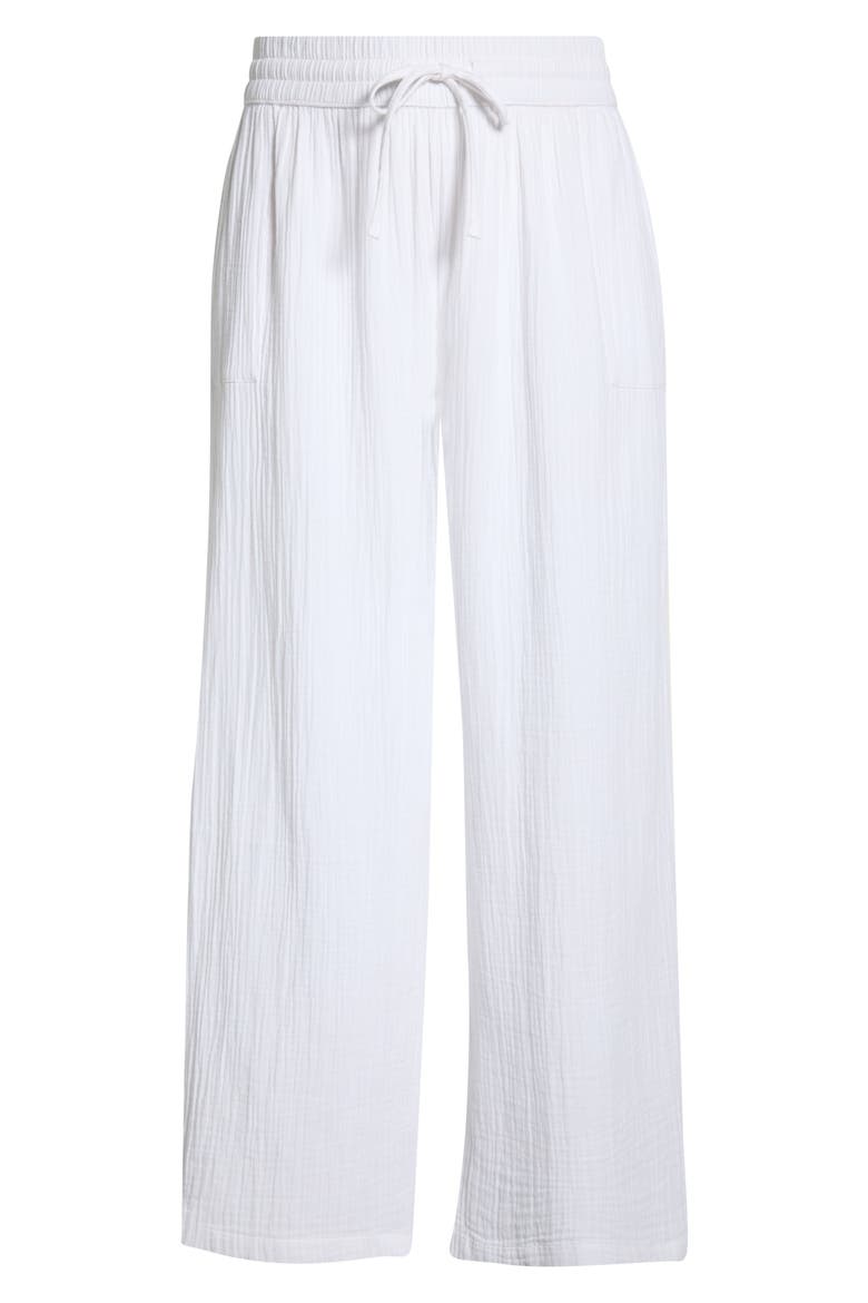 Wide Leg Cotton Gauze Pants, Alternate, color, WHITE