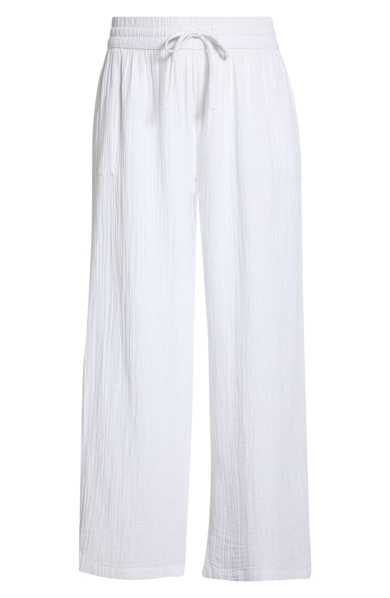 Caslon<sup>®</sup> Wide Leg Cotton Gauze Pants, Alternate, color, White