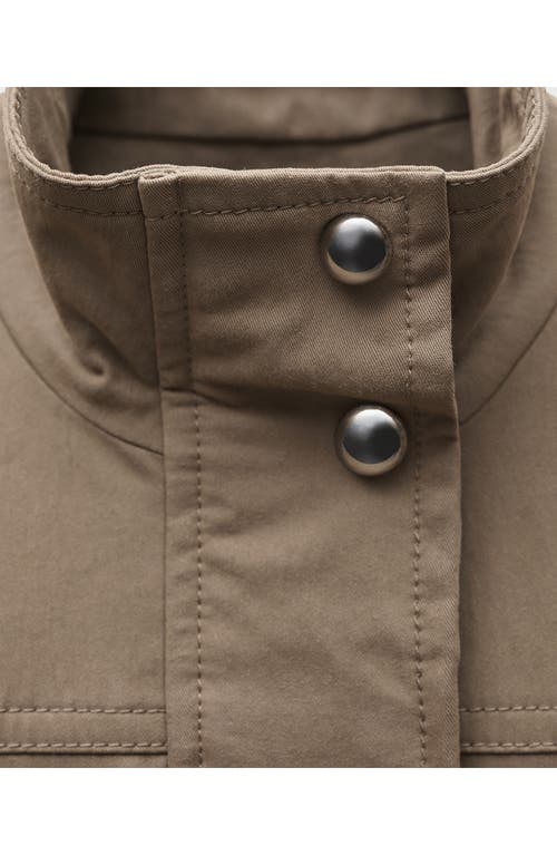 Mango Oversize Stand Collar Parka In Medium Brown
