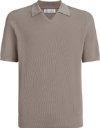 Brunello Cucinelli Cotton English rib knit polo
