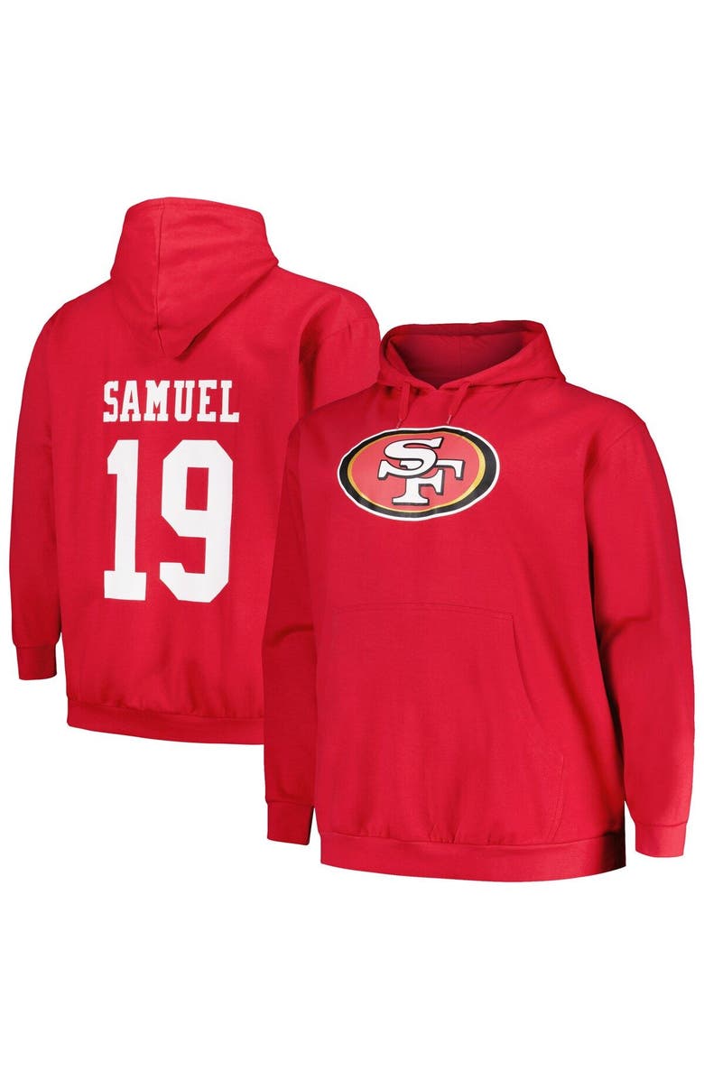FANATICS Men's Fanatics Branded Deebo Samuel Scarlet San Francisco 49ers Big & Tall Fleece Name & Number Pullover Hoodie, Main, color, 