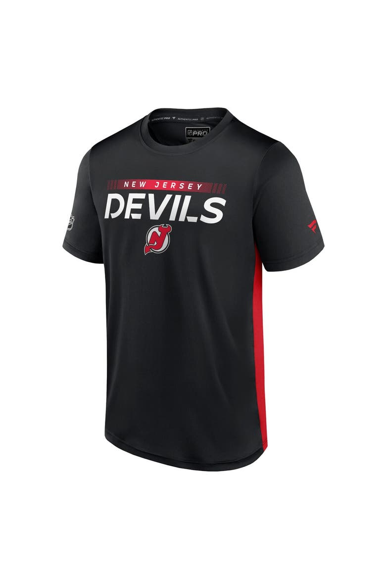 Men's Fanatics Branded Black/Red New Jersey Devils Authentic Pro Rink Tech T-Shirt, Alternate, color, Black