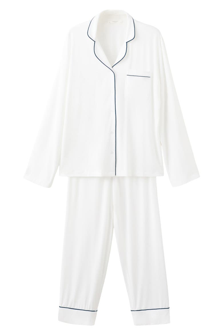 Piped Pajamas, Main, color, WHITE