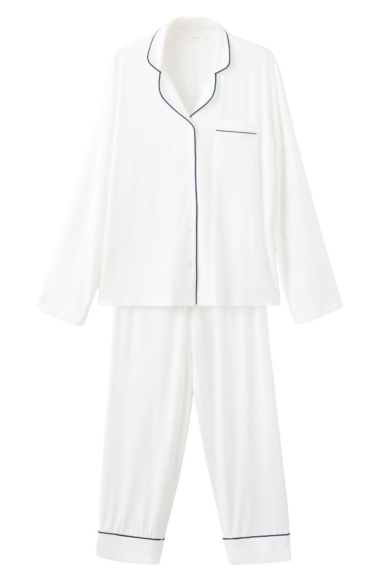 MANGO Piped Pajamas, Main, color, White