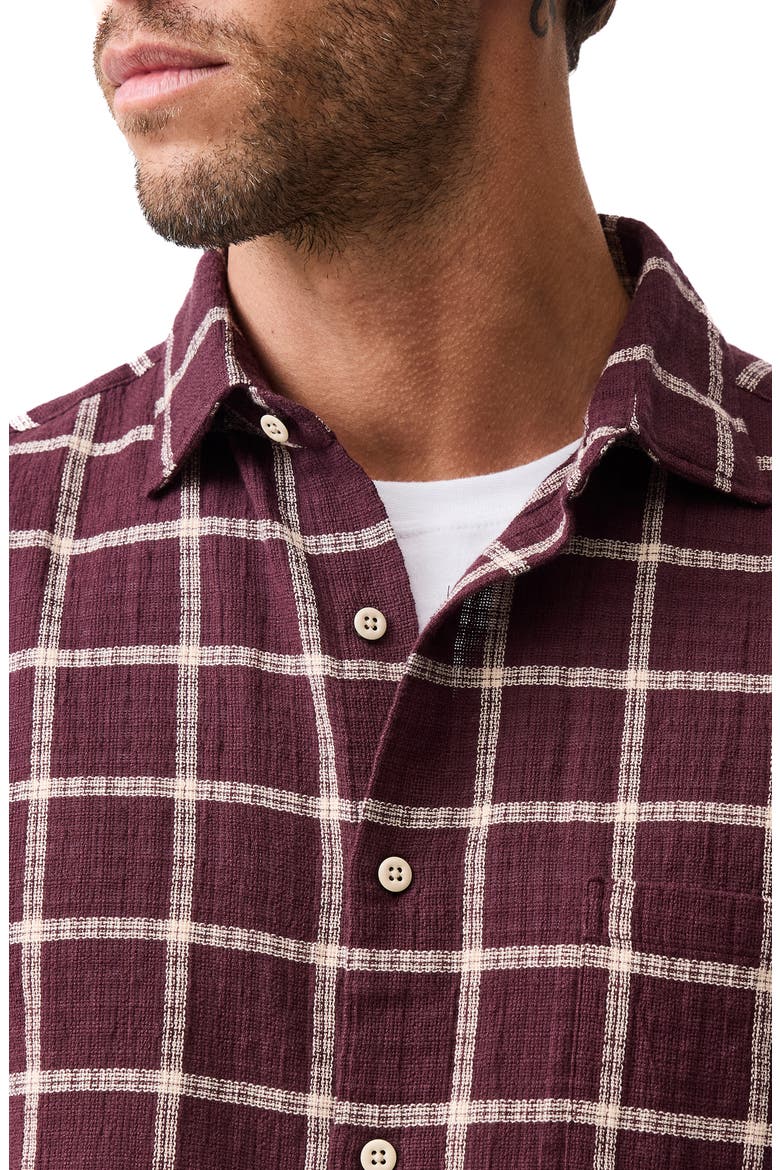 Weatherstones Windowpane Check Short Sleeve Cotton Button-Up Shirt, Alternate, color, BURGUNDY