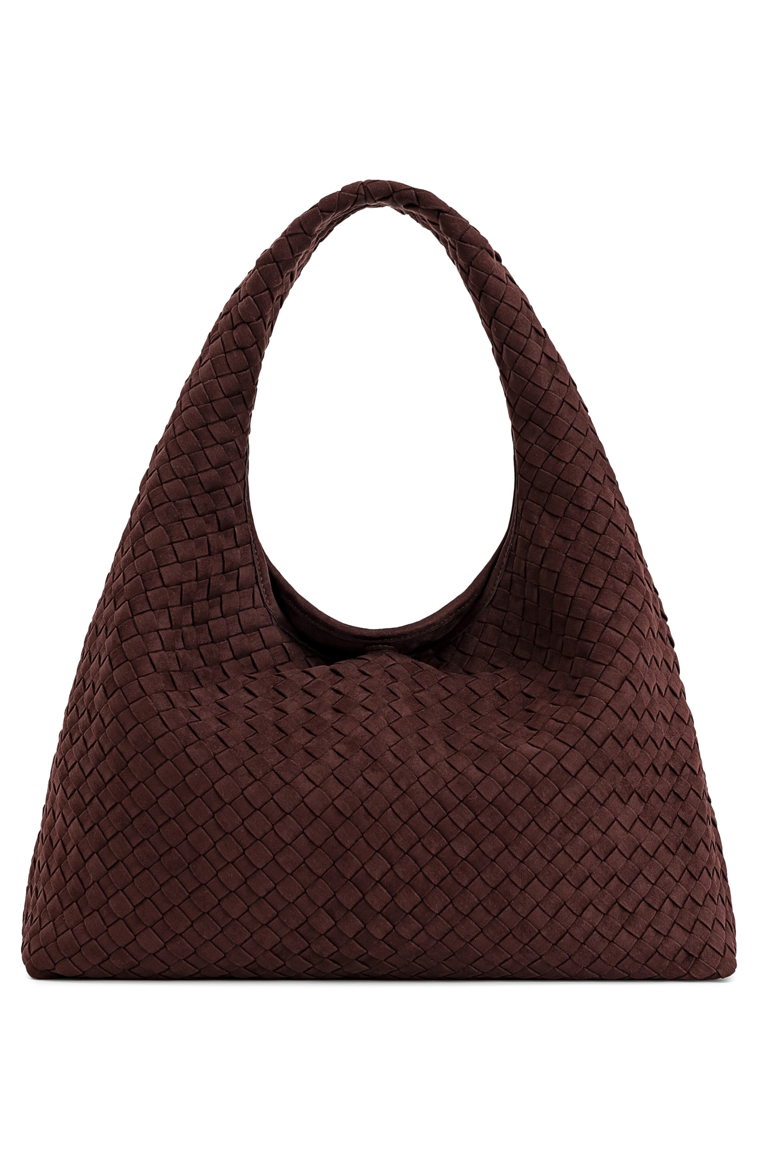 JW PEI Laura Woven Faux Suede Shoulder Bag, Alternate, color, Dark Brown