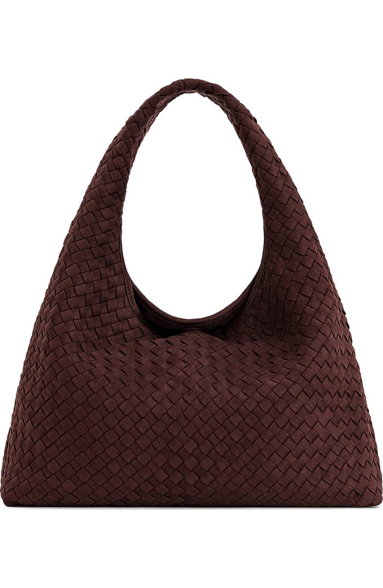 JW PEI Laura Woven Faux Suede Shoulder Bag, Alternate, color, Dark Brown