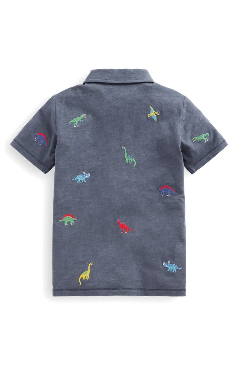 Mini Boden Kids' Dinosaur Embroidered Polo, Alternate, color,