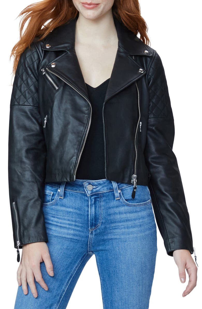 PAIGE Danisa Crop Leather Jacket, Main, color,