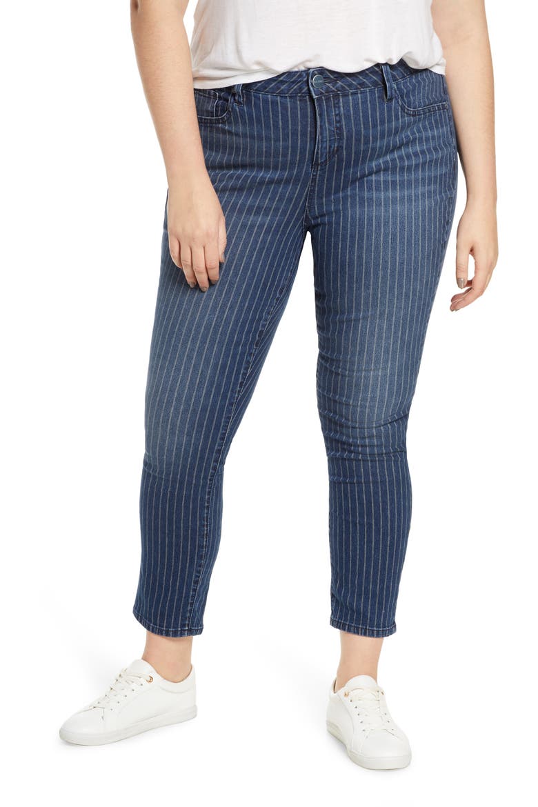 High Waist Pinstripe Ankle Jeans, Main, color, JENNA