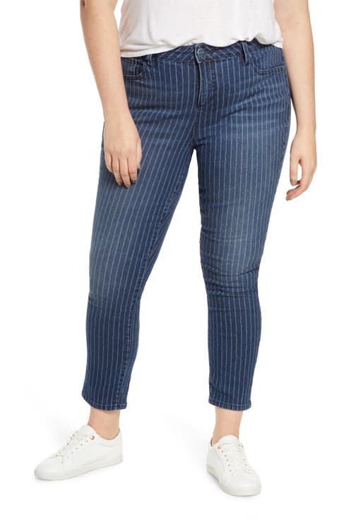 High Waist Pinstripe Ankle Jeans