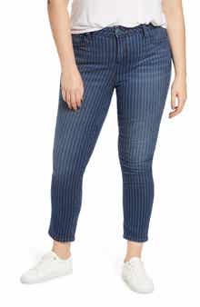 SLINK Jeans High Waist Pinstripe Ankle Jeans