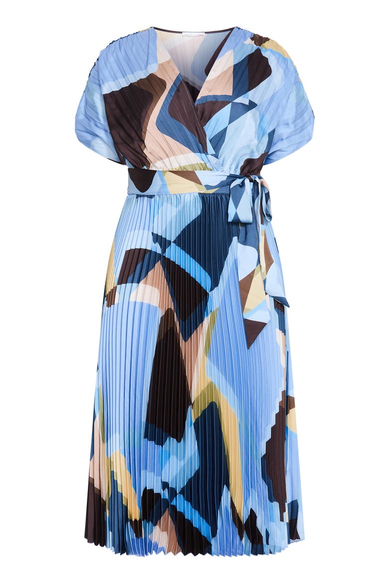 Hailey Geometric Print Pleated Maxi Dress, Alternate, color, BLUE ABSTRACT