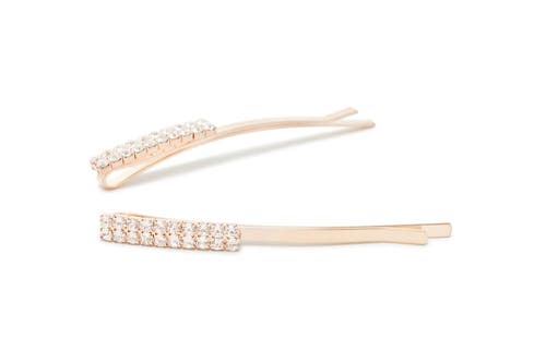 Nume Double Row Sparkle Hair Pin Set In Rose Gold