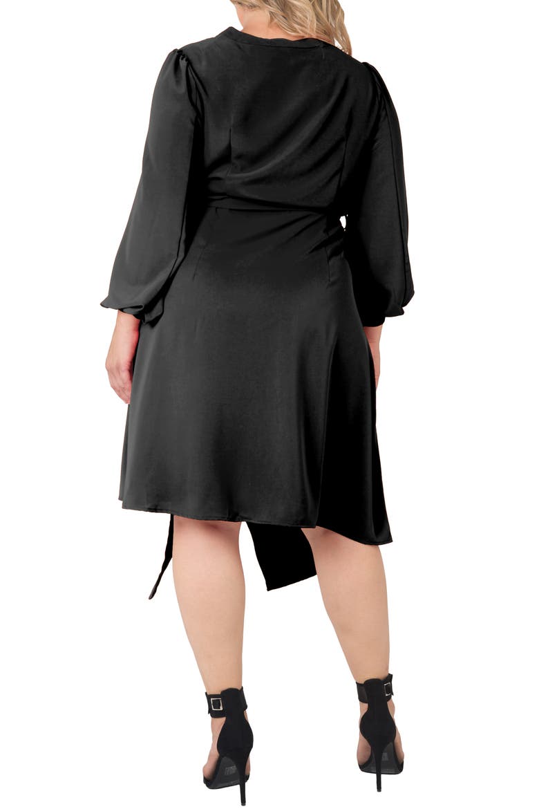Asymmetrical Long Sleeve Shirtdress, Alternate, color, BLACK