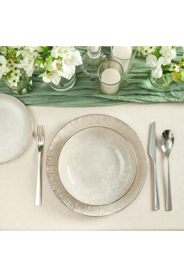 Onyx 12-Piece Dinnerware Set Porcelain, Service for 4, Alternate, color, Beige and Gold