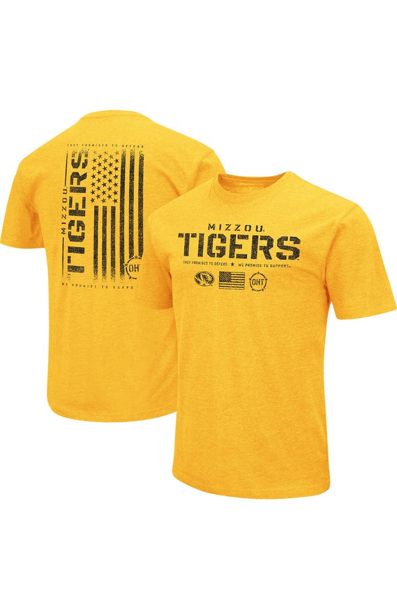 COLOSSEUM Men's Colosseum Gold Missouri Tigers OHT Military Appreciation Flag 2.0 T-Shirt, Main, color,
