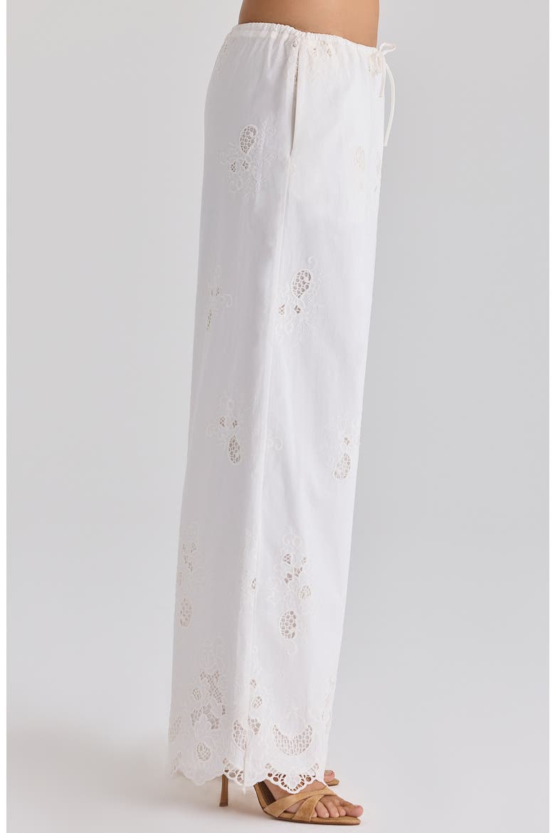 Mirea Broderie Anglaise Wide Leg Pants, Alternate, color, WHITE