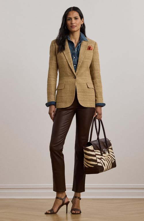 Ralph Lauren Herringbone Linen-blend Tweed Blazer In Brown