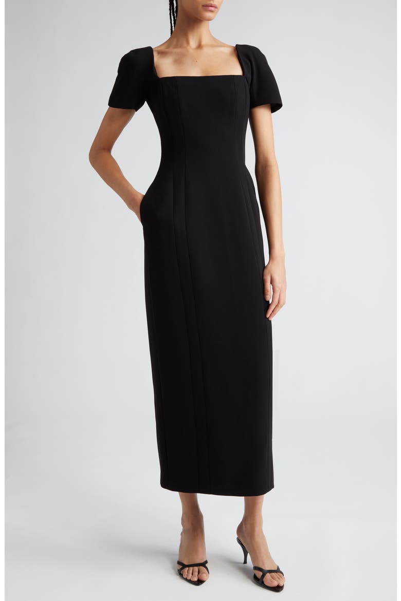 Elvie Short Sleeve Sheath Dress, Main, color, BLACK