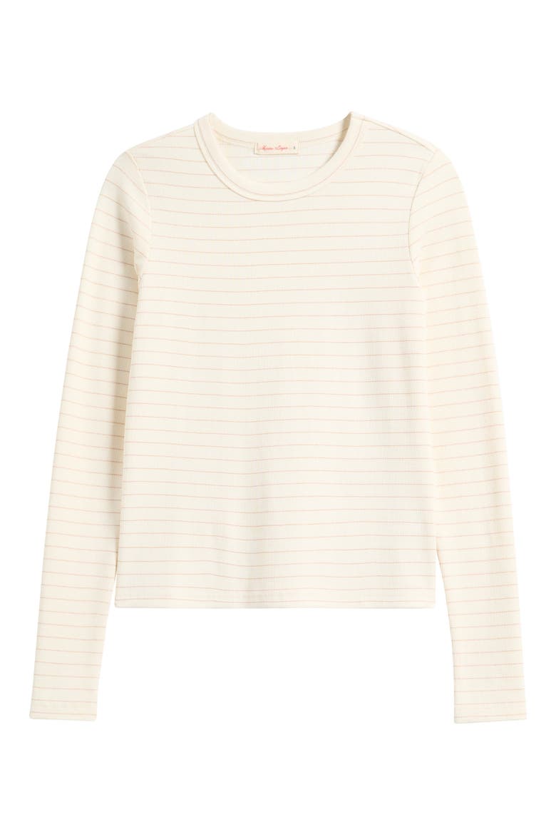 Lexi Stripe Sun-In Rib Long Sleeve T-Shirt, Alternate, color, IVORY/ ROSE GOLD