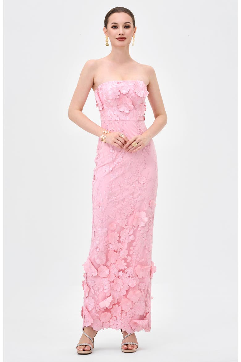 Kareen Strapless Floral Midaxi, Alternate, color, PINK
