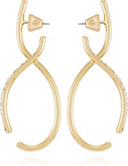 Vince Camuto Crystal Accent Sculpted Gold- Hoop Earrings