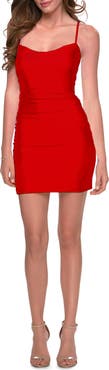 La Femme Scoop Neckline Short Jersey Homecoming Dress