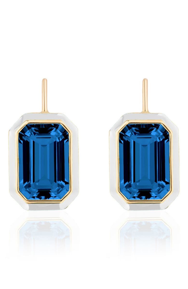 GOSHWARA Queen Emerald Cut Earrings, Main, color, Deep Blue