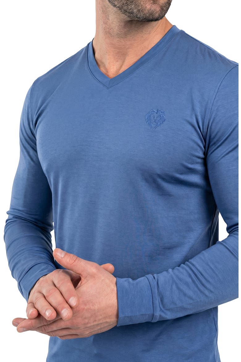 Rissa Long Sleeve V-Neck T-Shirt, Alternate, color, BLUE