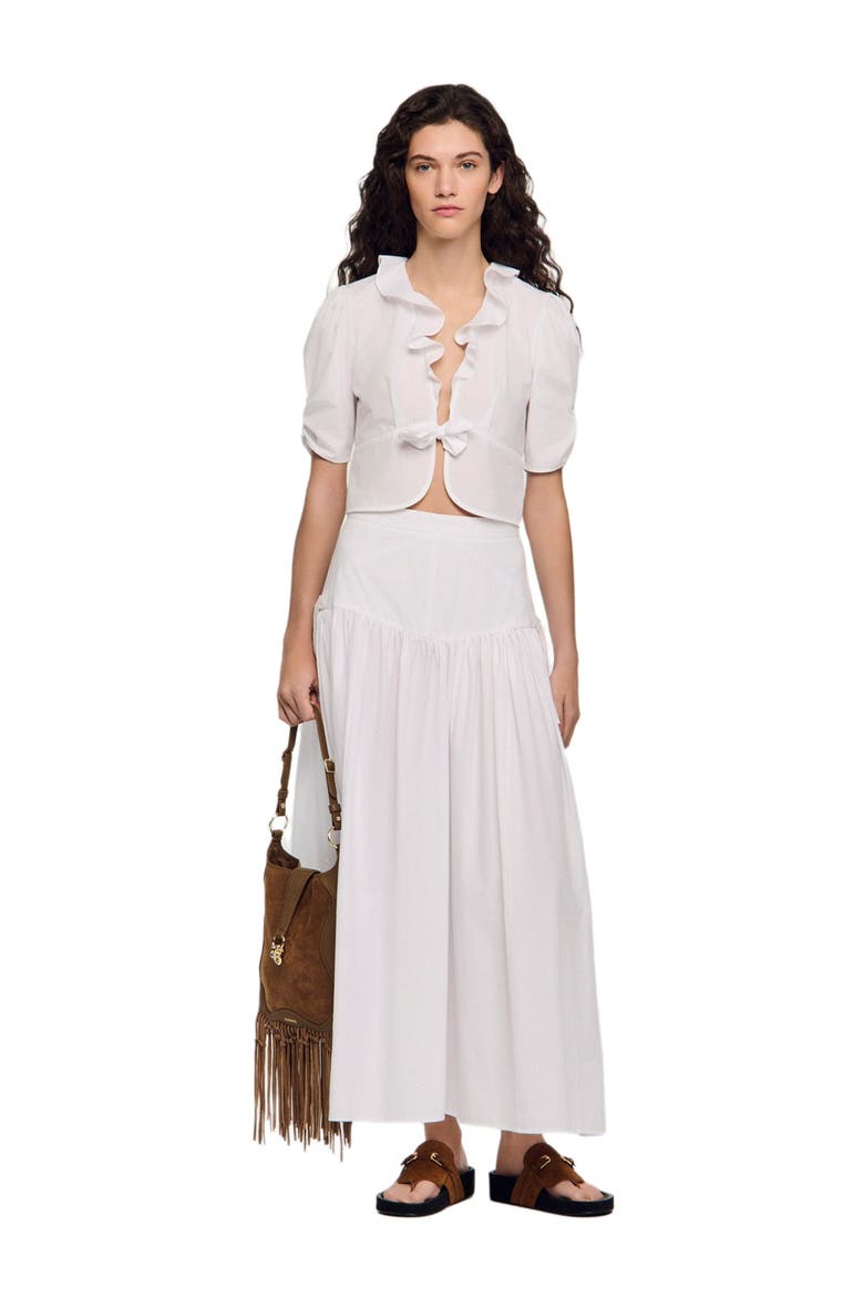 Ruffled crop top, Alternate, color, White