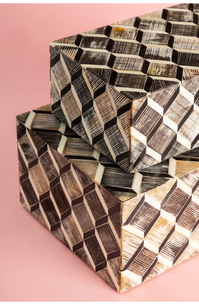 GAURI KOHLI Leela Decorative Boxes, Set of 2, Alternate, color, Brown