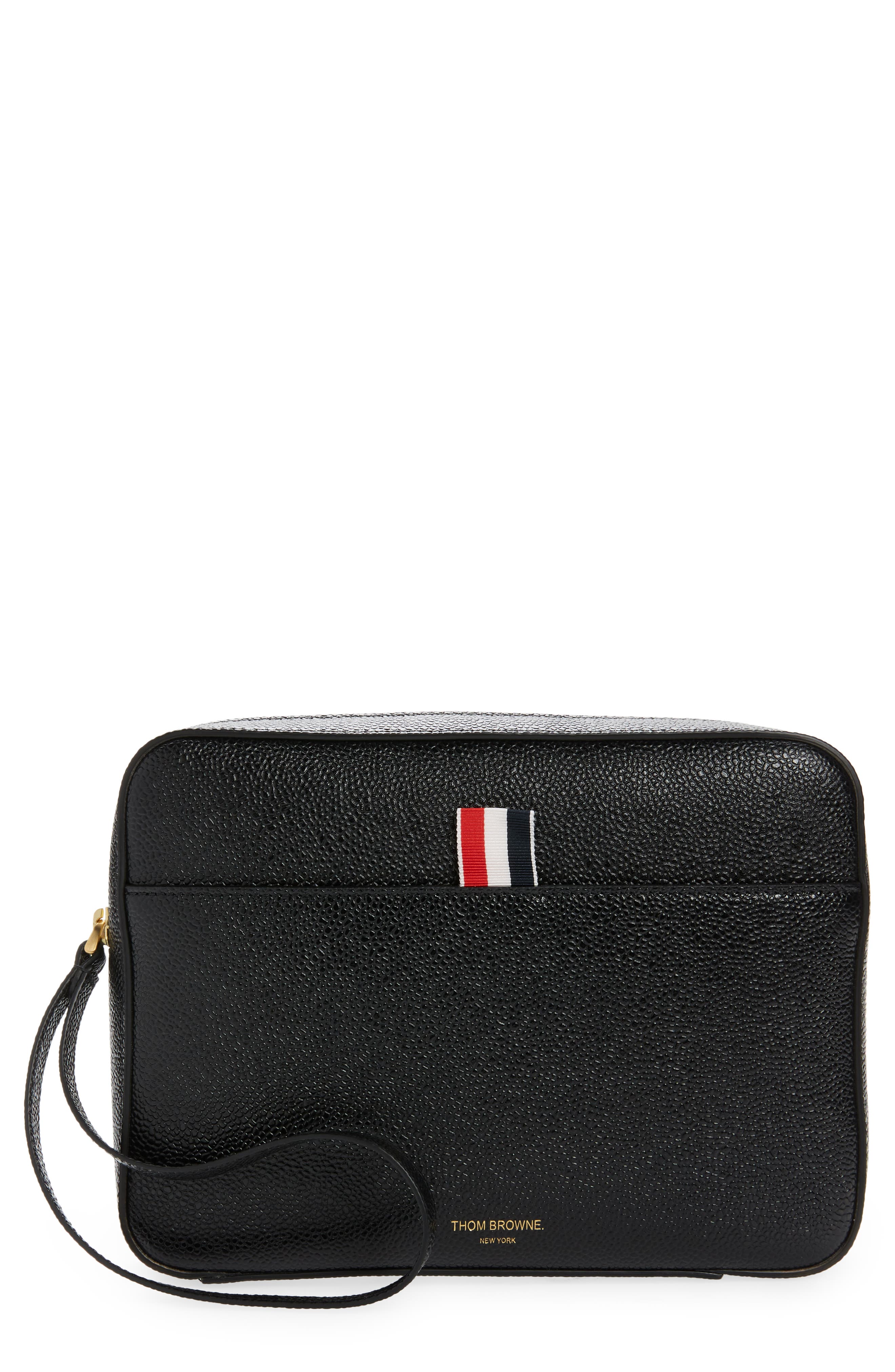 Thom Browne Leather Dopp Kit, Main, color, 