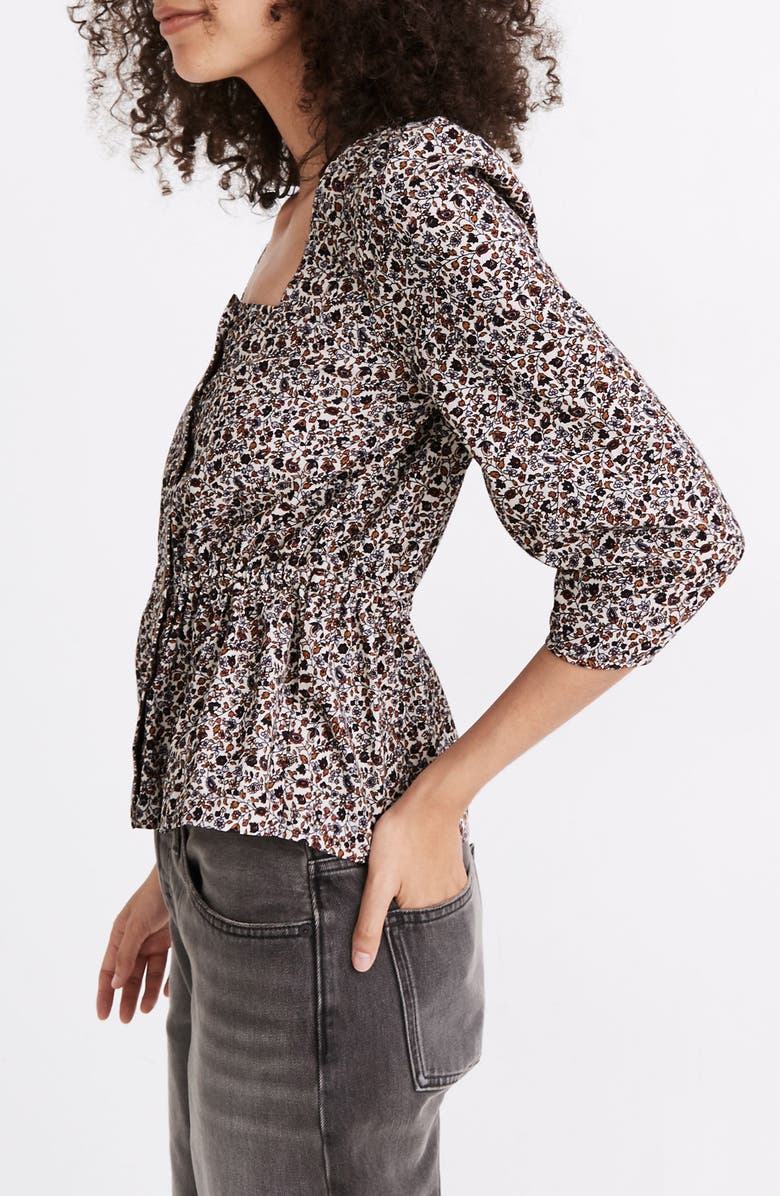 Madewell Button Front Peplum Corduroy Top, Alternate, color,
