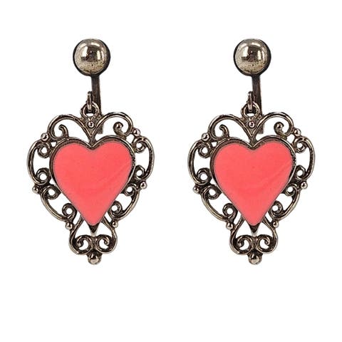 Vintage 1970s Pink Heart Earrings