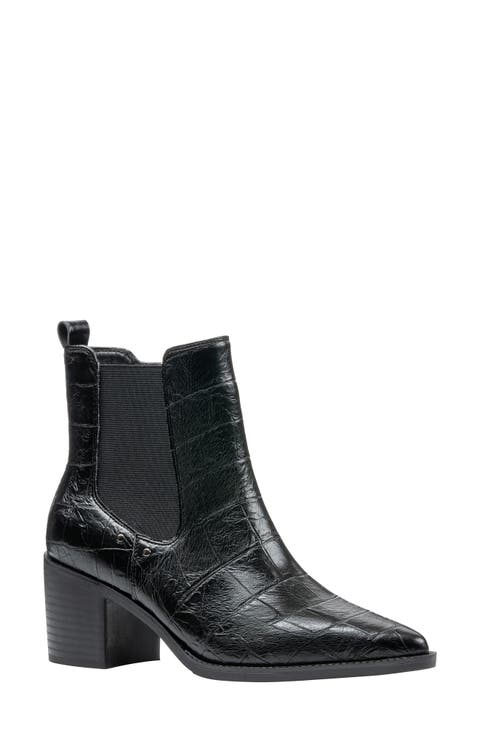 Kodiak Croc Embossed Faux Leather Western Bootie