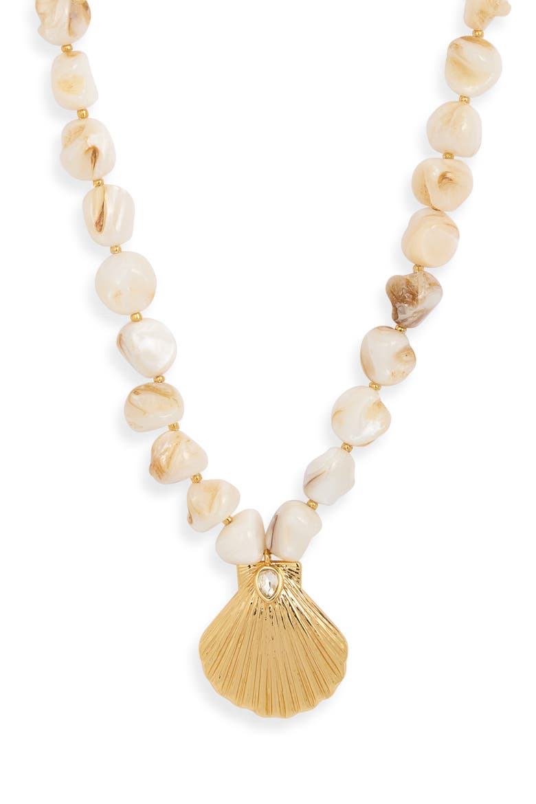 Catalina Shell Pendant Necklace, Main, color, GOLD