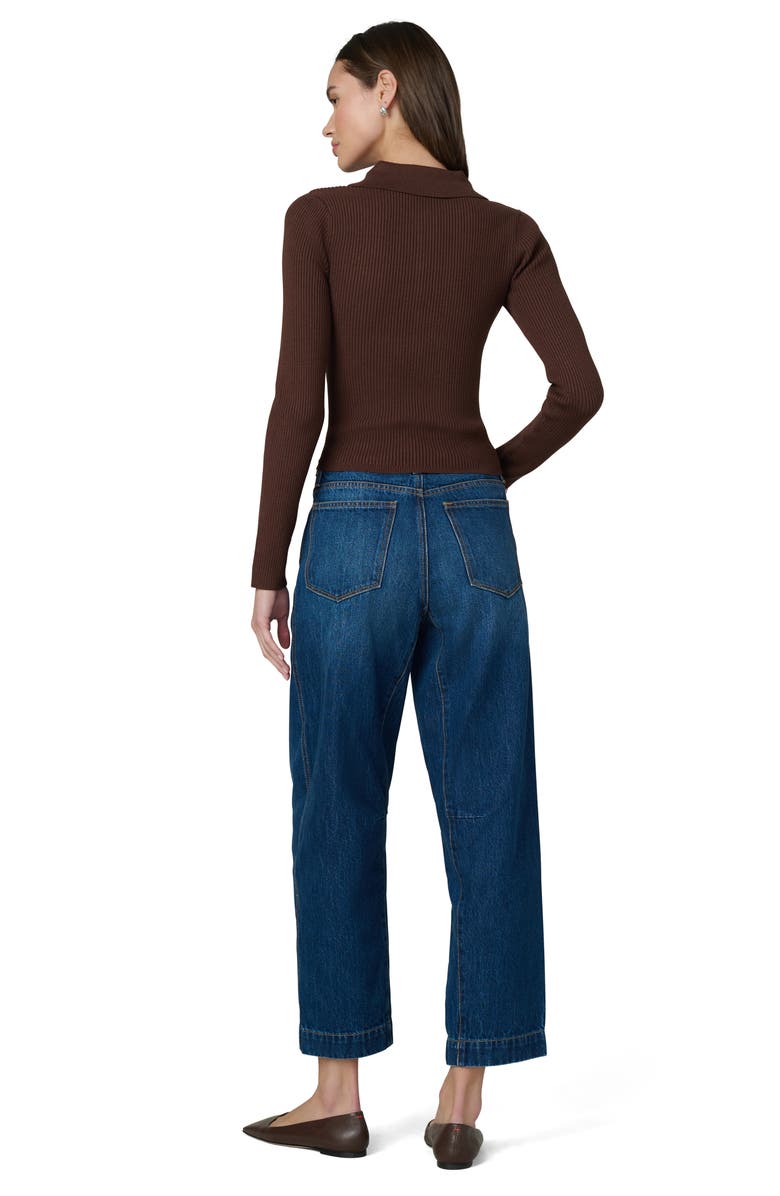 Joe's The Lisa Crop Rib Polo Sweater, Alternate, color, Chocolate