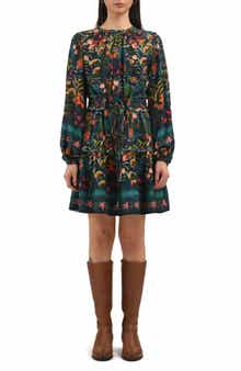Celina Moon Woodland Floral Long Sleeve Midi Dress