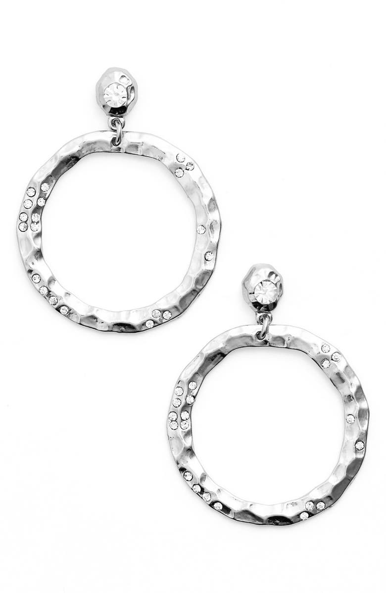 Karine Sultan Jewely Cubic Zirconia Frontal Hoop Earrings, Main, color, 