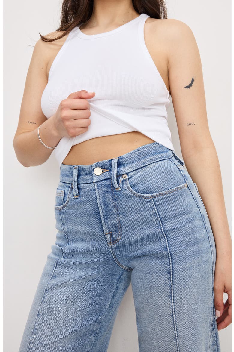 Good Petite Raw Hem Seamed Palazzo Jeans, Alternate, color, INDIGO957