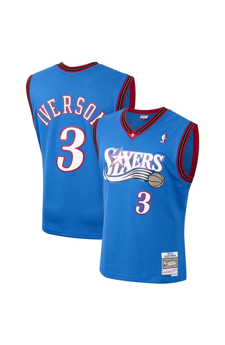 Mitchell & Ness Men's Mitchell & Ness Allen Iverson Royal Philadelphia 76ers 1999/2000 Hardwood Classics Swingman Jersey, Main, color, Royal