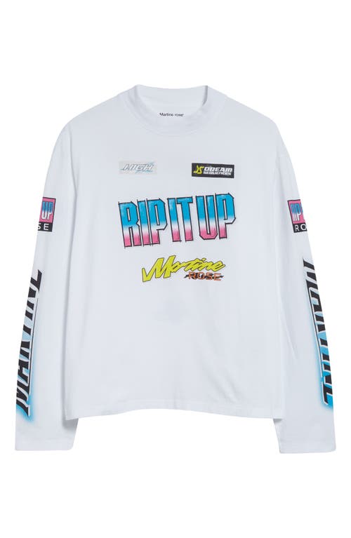 Shop Martine Rose Mock Neck Long Sleeve Graphic T-shirt In White Bmx