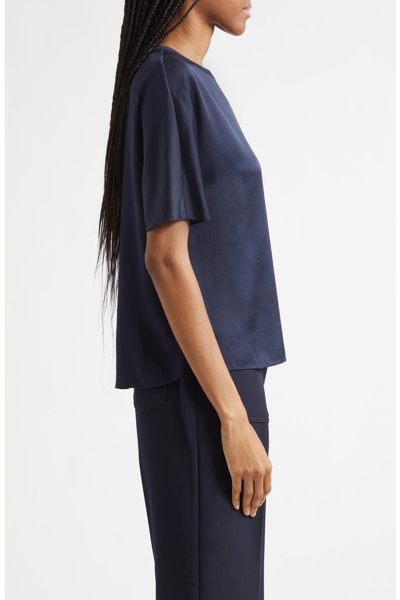 Lena Silk Crewneck Top, Alternate, color, NAVY