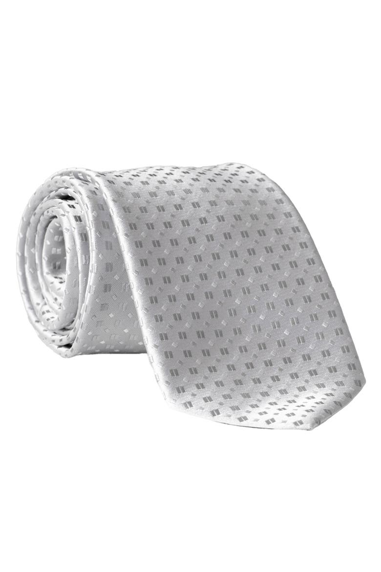 Barbera - Extra Long Silk Jacquard Tie for Men, Main, color, Silver