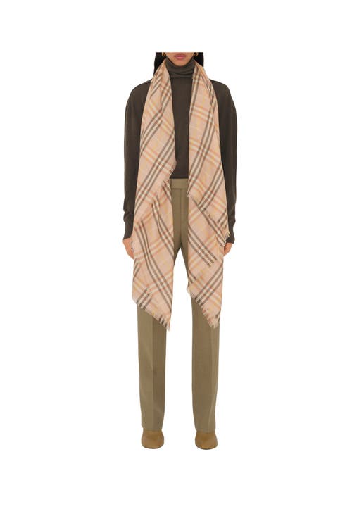 BURBERRY BURBERRY CHECK CASHMERE SILK SCARF
