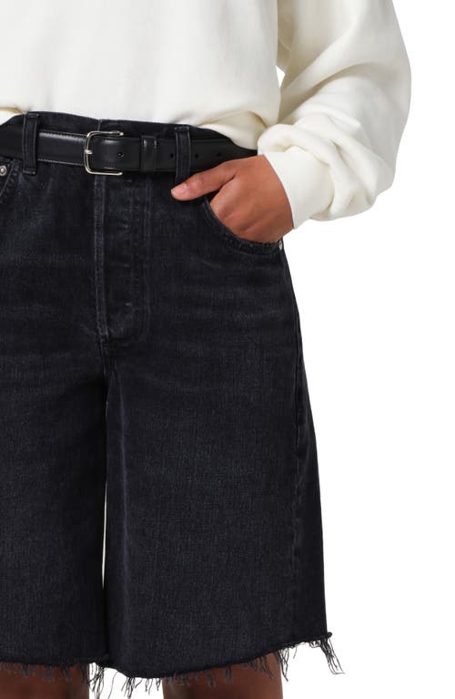 Citizens Of Humanity Ayla Denim Knee-length Shorts In Voila (washed Black)