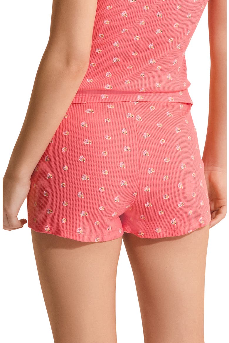 Ondine Floral Waffle Knit Cotton Pajama Shorts, Alternate, color, GRENADINE