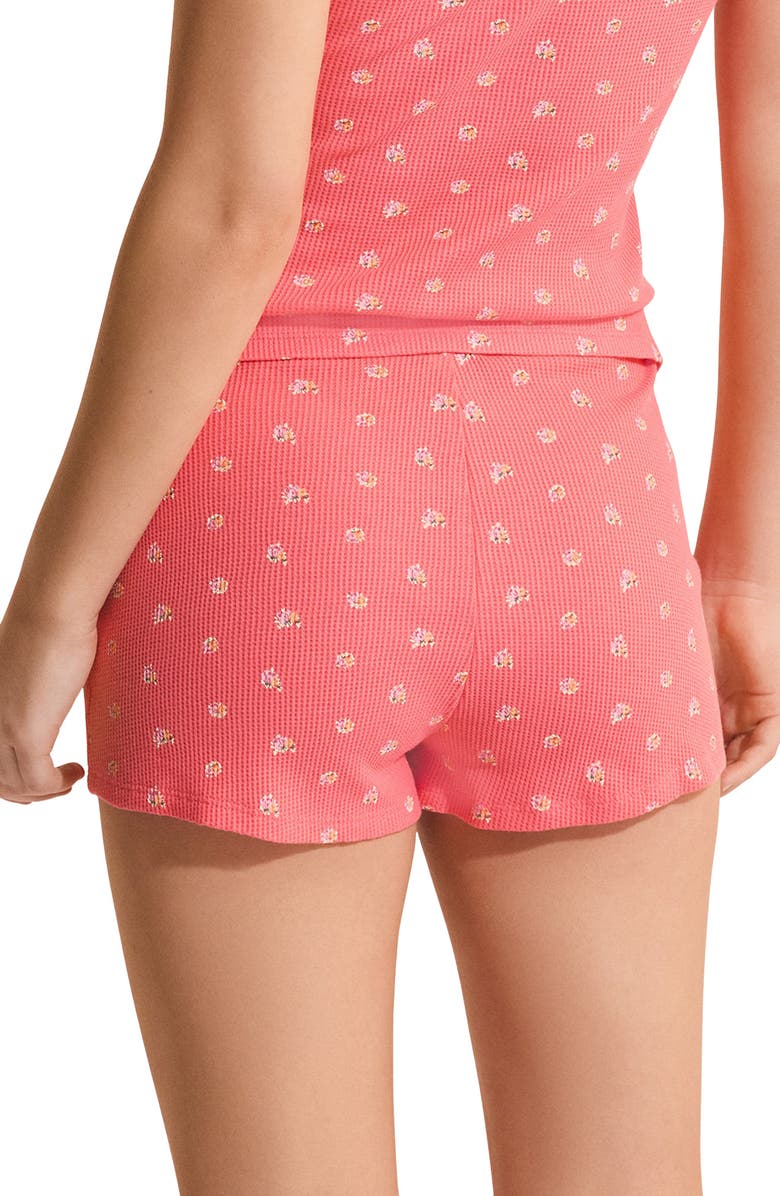 Etam Ondine Floral Waffle Knit Cotton Pajama Shorts, Alternate, color, Grenadine