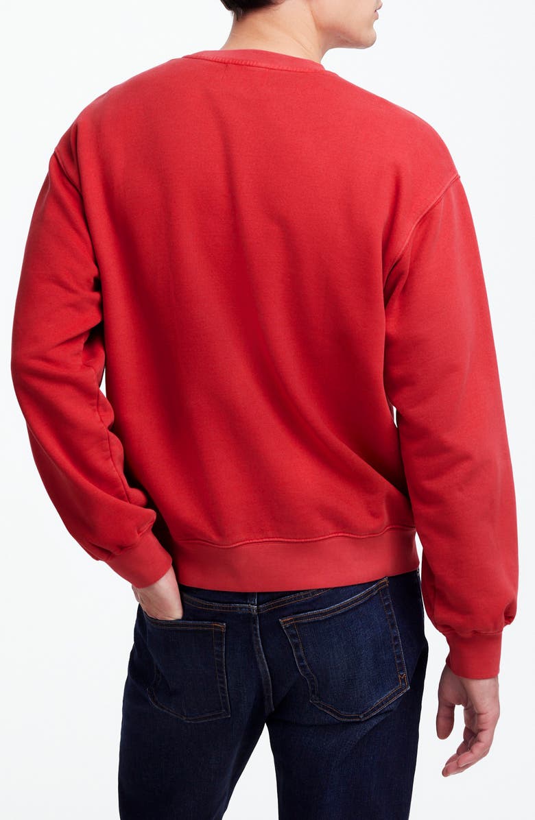 Madewell Brushed Terry Crewneck Sweatshirt, Alternate, color, Crimson Berry